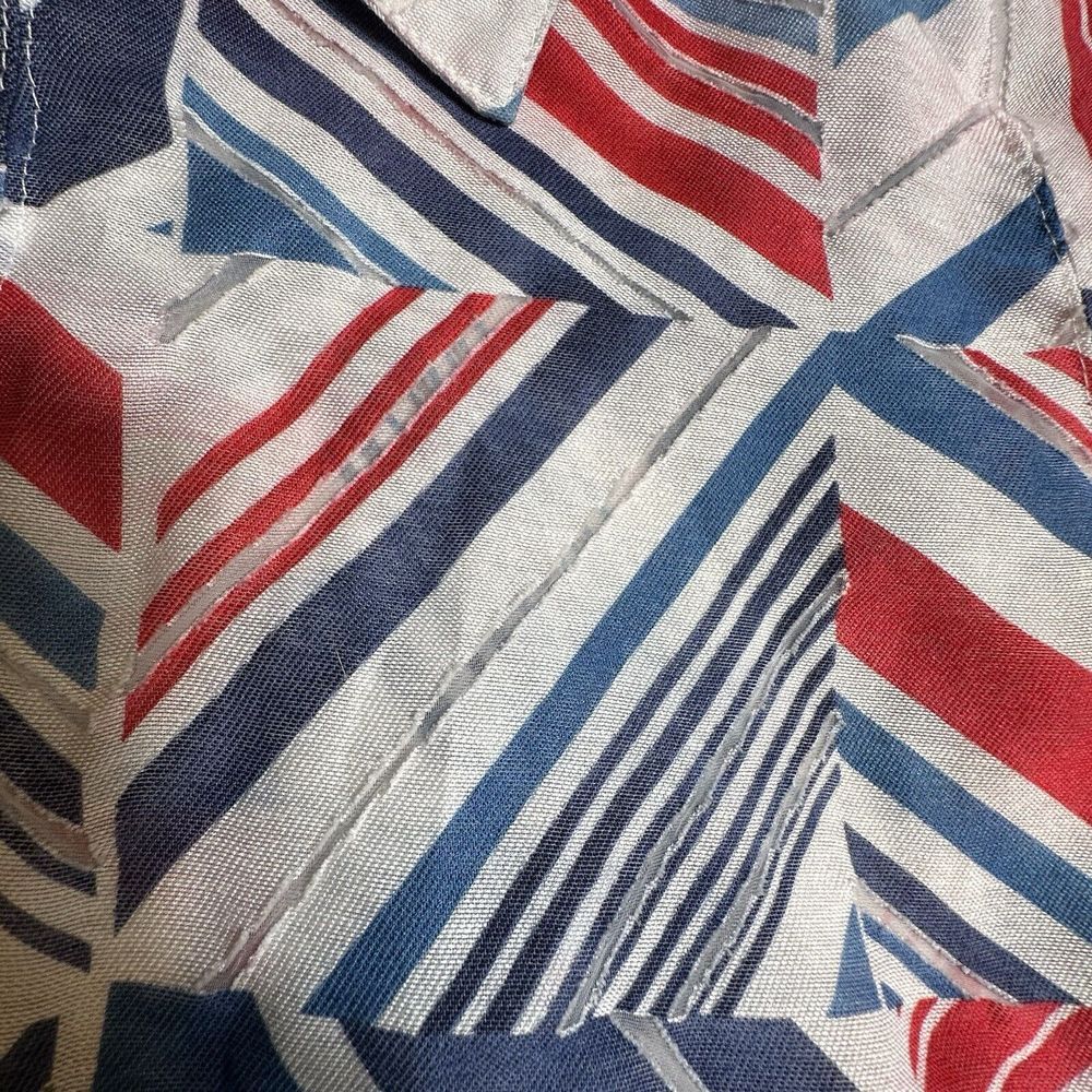 Alfred Dunner 12P Red, White & Blue‎ Button Up Semi Sheer Shirt NO Camisole - Picture 4 of 6